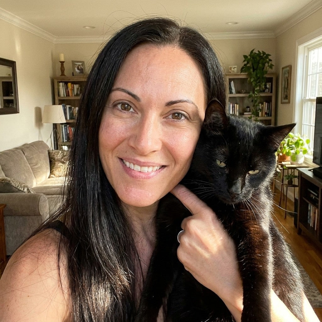 A woman with her cat